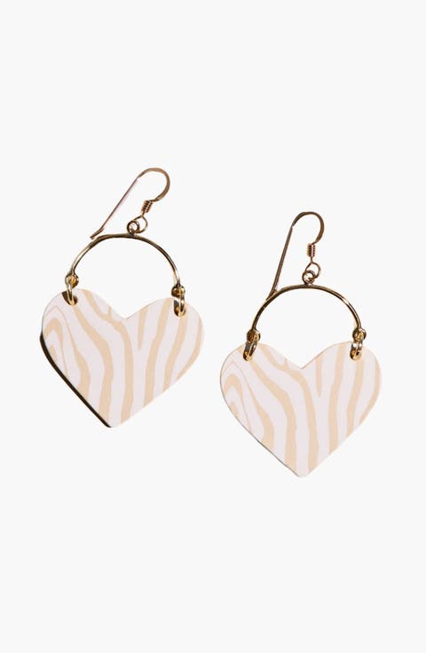 Zebra Lover Heart Hoop Earrings