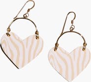Nickel & Suede Zebra Lover Heart Hoop Earrings