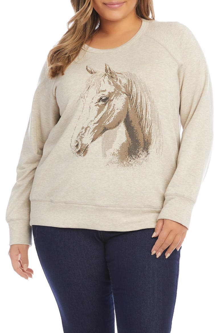 Horse Print Graphic Sweatshirt, Main, color, OATMEAL