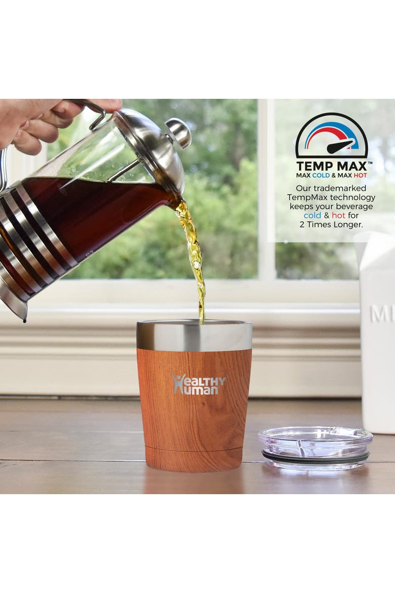 Stainless Steel Tumbler with Straw, 12 oz Natural Wood, Alternate, color, Brown