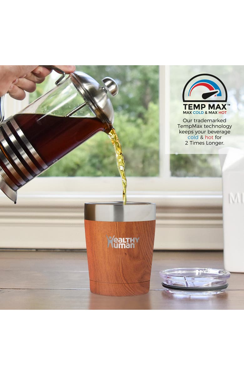 Healthy Human Stainless Steel Tumbler with Straw, 12 oz Natural Wood, Alternate, color, Brown