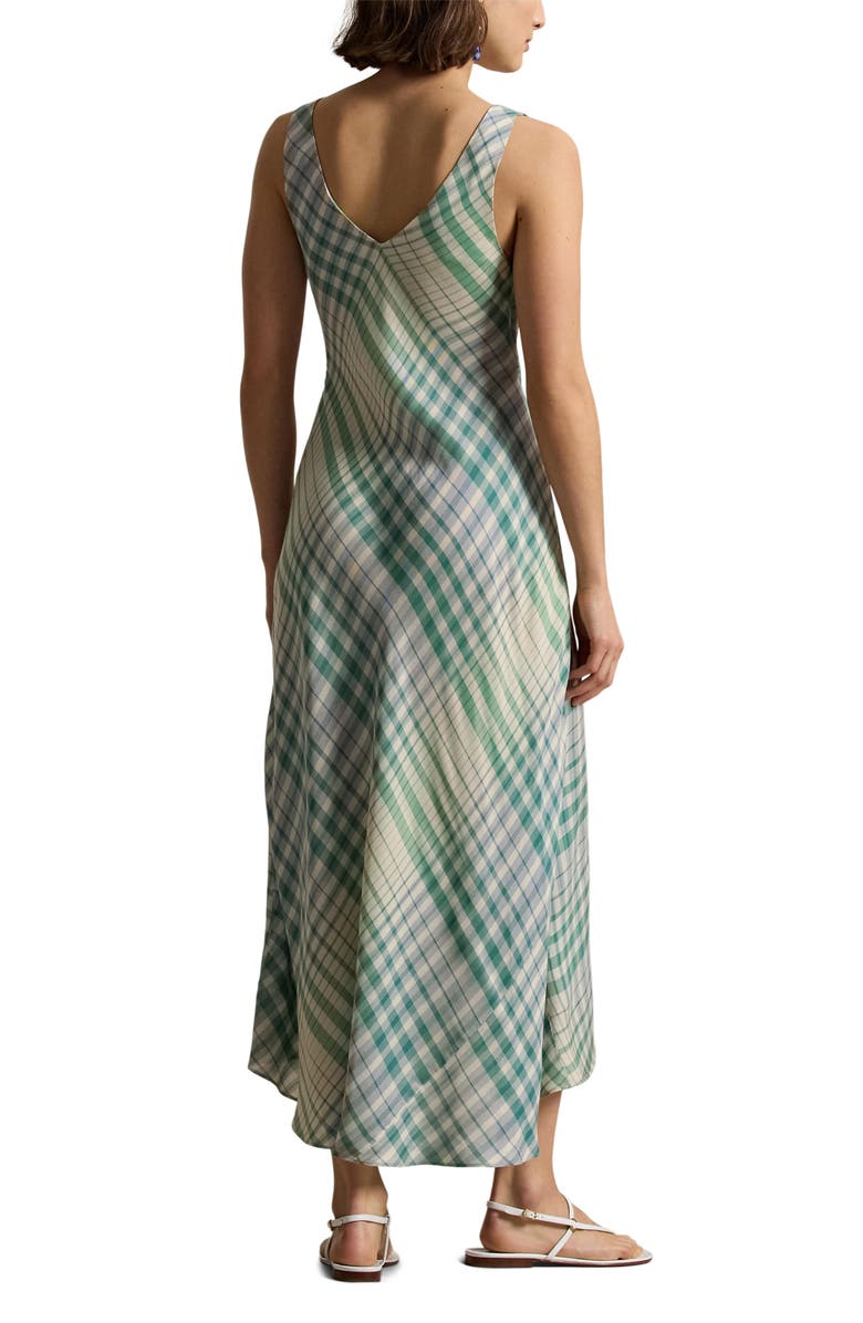 Polo Ralph Lauren Plaid Sleeveless Twill Maxi Dress, Alternate, color, 2009 Blue-Light Mauve Plaid