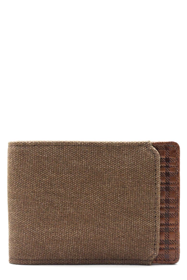 Bryant Leather & Canvas Slimster Wallet, Main, color, MAHOGANY/HEATHER