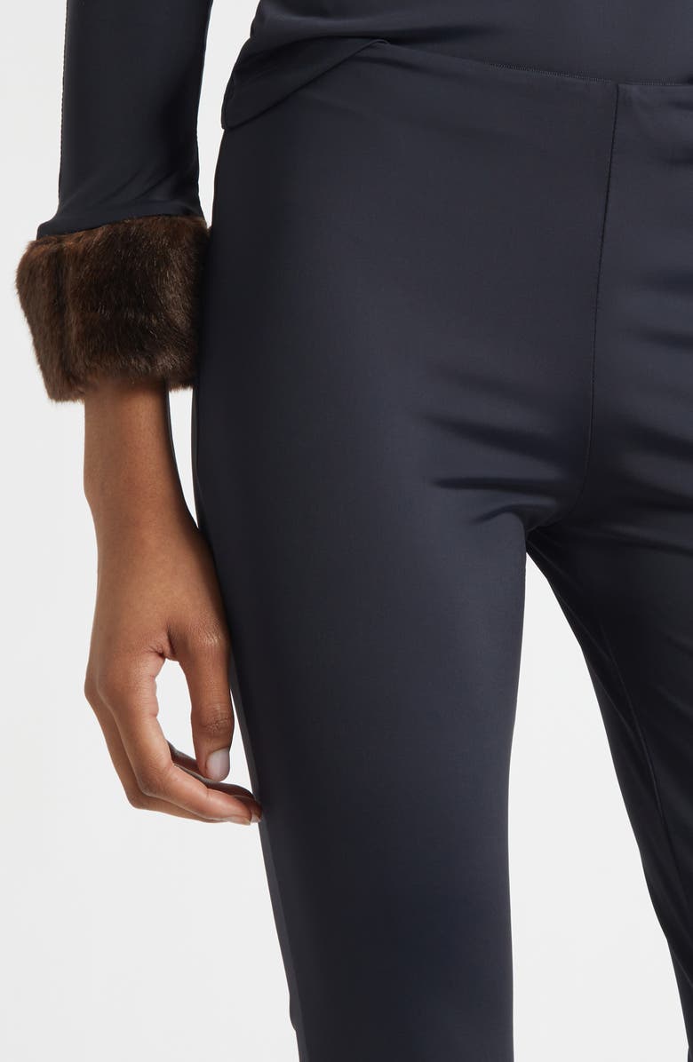 CONNER IVES Faux Mink Trim Stretch Knit Pants, Alternate, color, Black