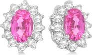 ALLUREZ Oval Lab Pink Sapphire & Diamond Earrings 14k