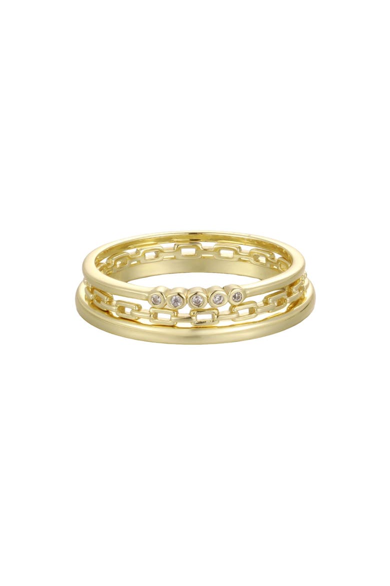 14k Gold Plated 3-Piece Stacking Ring Set, Main, color, GOLD