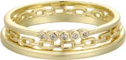 Adornia 14k Gold Plated 3-Piece Stacking Ring Set