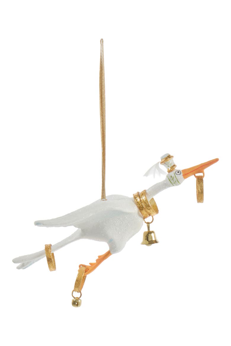 Patience Brewster 12 Days 5 Golden Rings Ornament, Alternate, color, WHITE