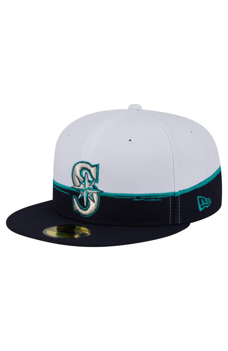 New Era Men's New Era Navy/White Seattle Mariners Paint Stroke 59FIFTY Fitted Hat, Main, color, Navy