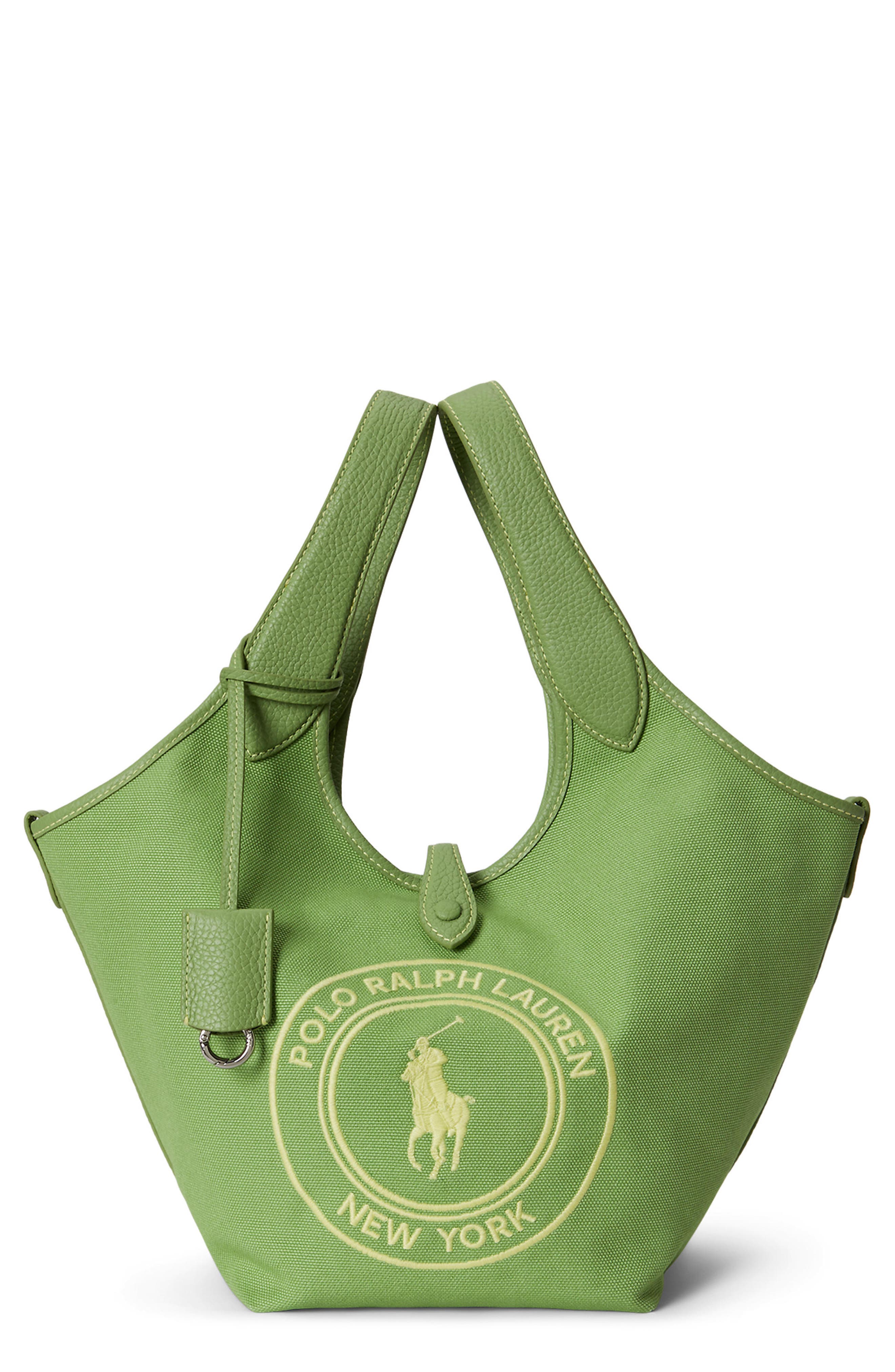 Polo Ralph Lauren Polo Play Crest Canvas Tote, Main, color, Parakeet