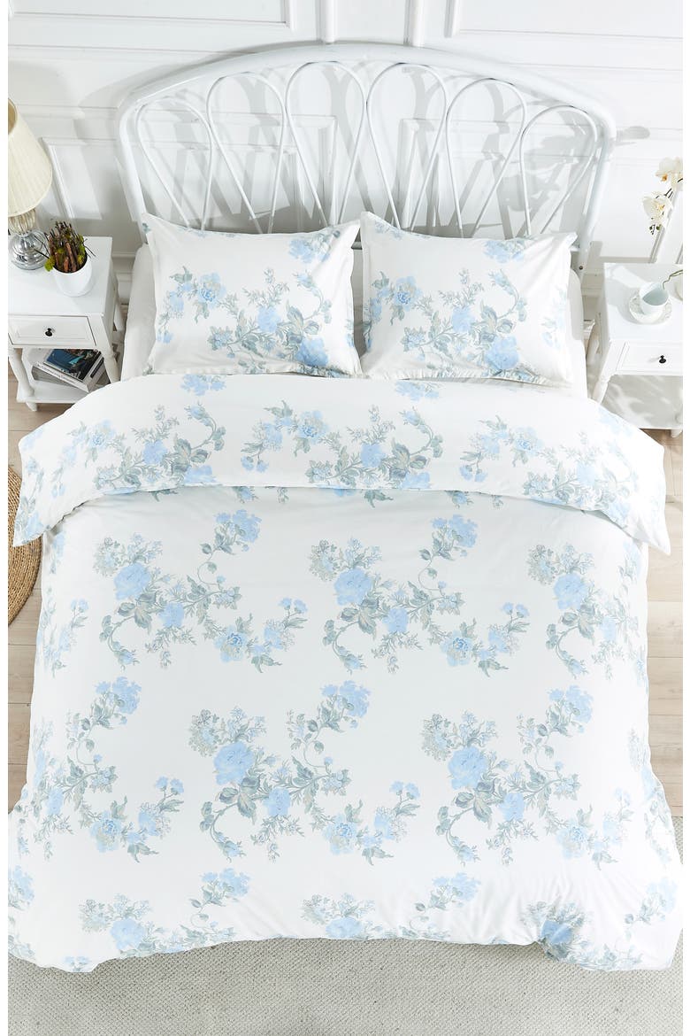 Rose Percale Cotton Duvet Cover & Sham Set, Alternate, color, BLUE