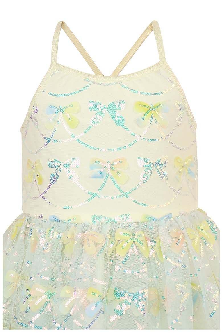 Kids' Sequin Bow Fit & Flare Party Dress, Alternate, color, YELLOW BLUE