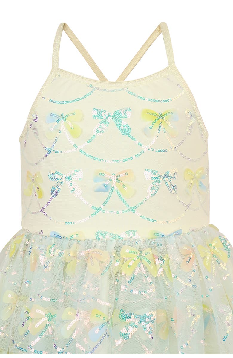 Zunie Kids' Sequin Bow Fit & Flare Party Dress, Alternate, color, Yellow Blue
