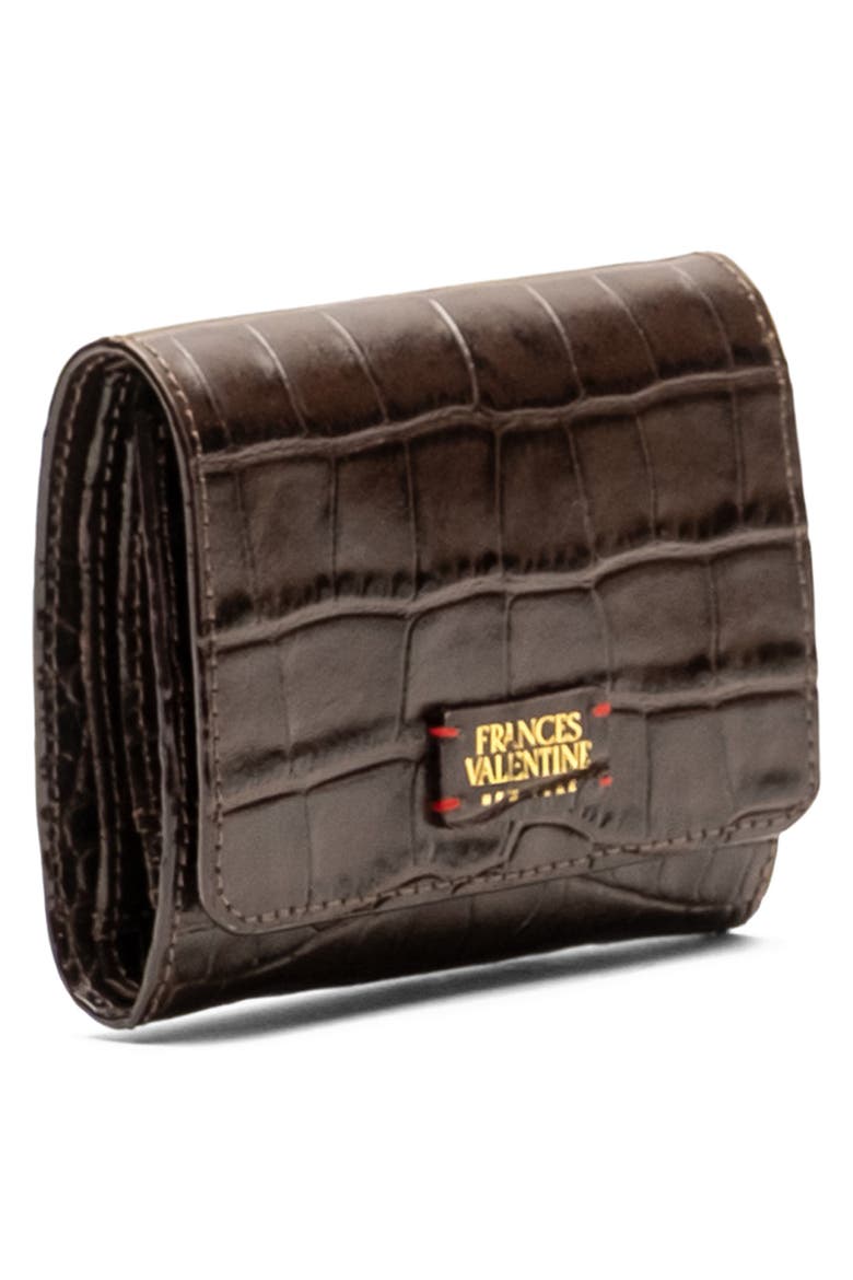 Perfect Croc Embossed Leather Trifold Wallet, Alternate, color, BROWN