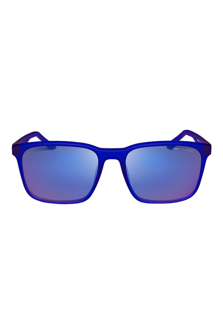 Rave 57mm Polarized Square Sunglasses, Main, color, MATTE BLUE/POLAR FL