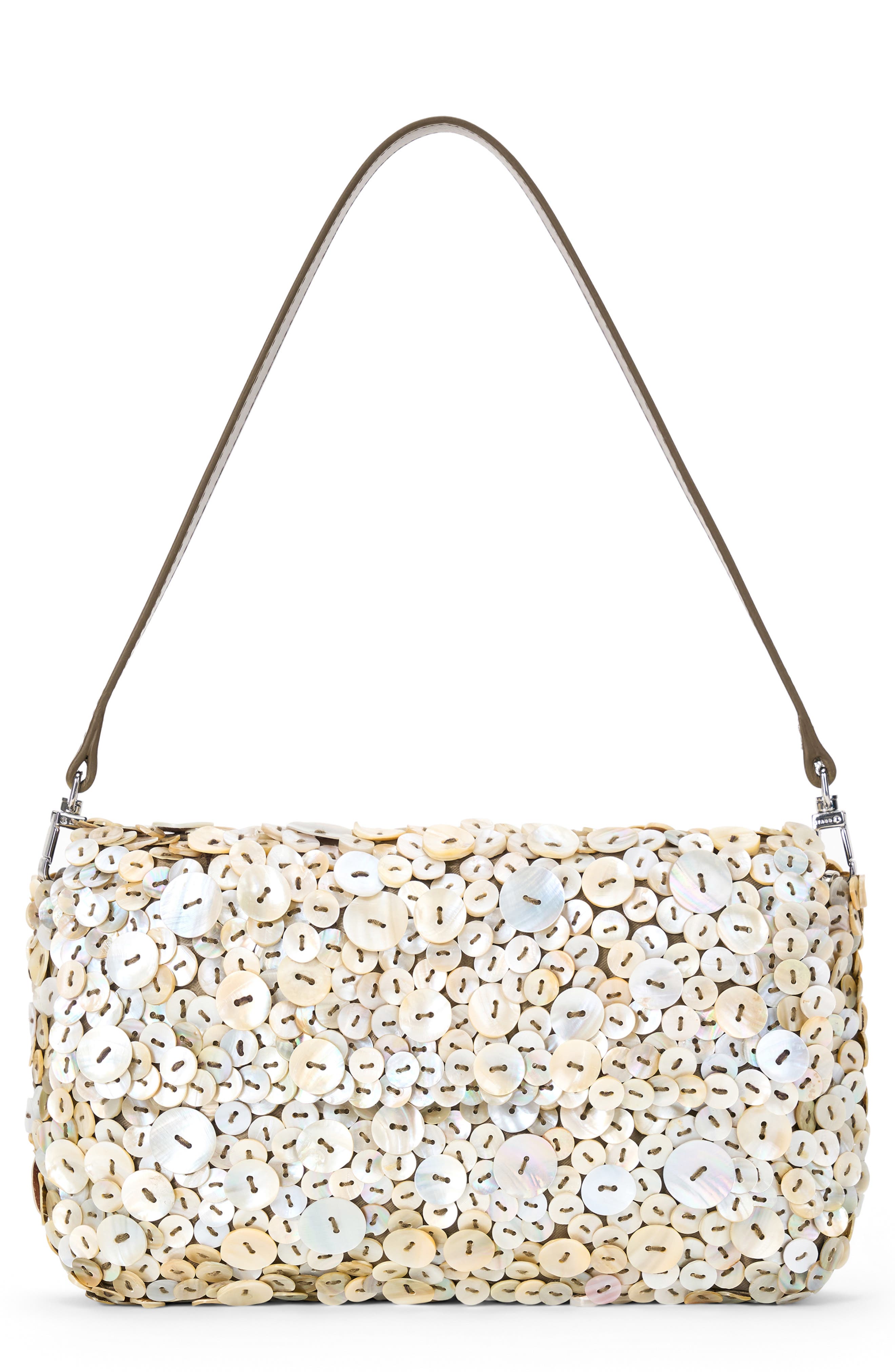 STAUD Timmy Sequin Convertible Shoulder Bag, Main, color, Mother Of Pearl