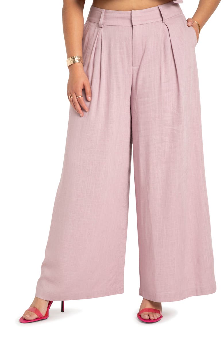 ELOQUII Pleated Front Wide Leg Pants, Main, color,