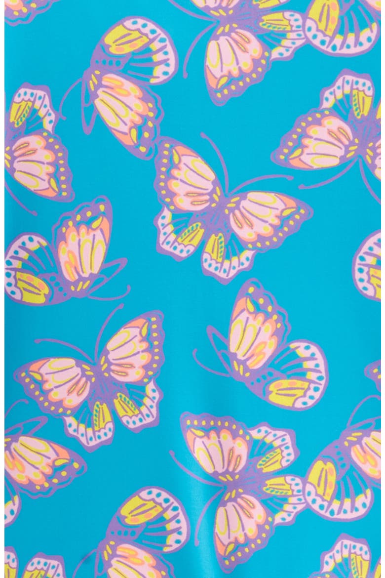 Kids' Two-Piece Long Sleeve Rashguard Swimsuit, Alternate, color, TURQUOISE COOL BUTTERFLY BLISS