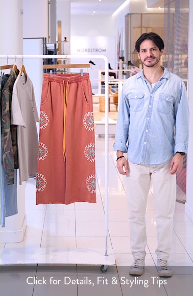 Sol Embroidered Wide Leg Sweatpants, sales video thumbnail