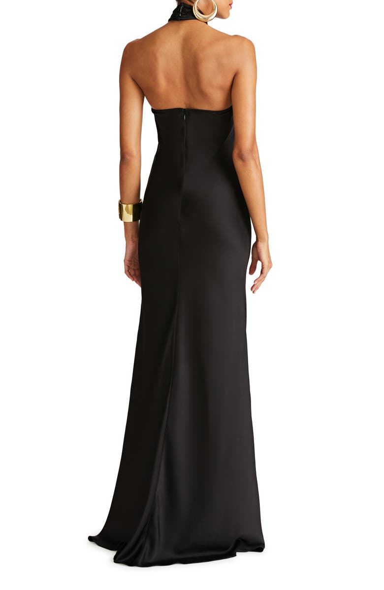 HALSTON Emie Satin Halter Gown, Alternate, color, 