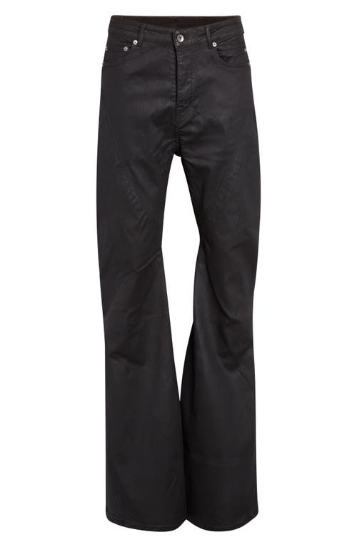 Rick Owens Drkshdw Bias Waxed Bootcut Jeans In Black
