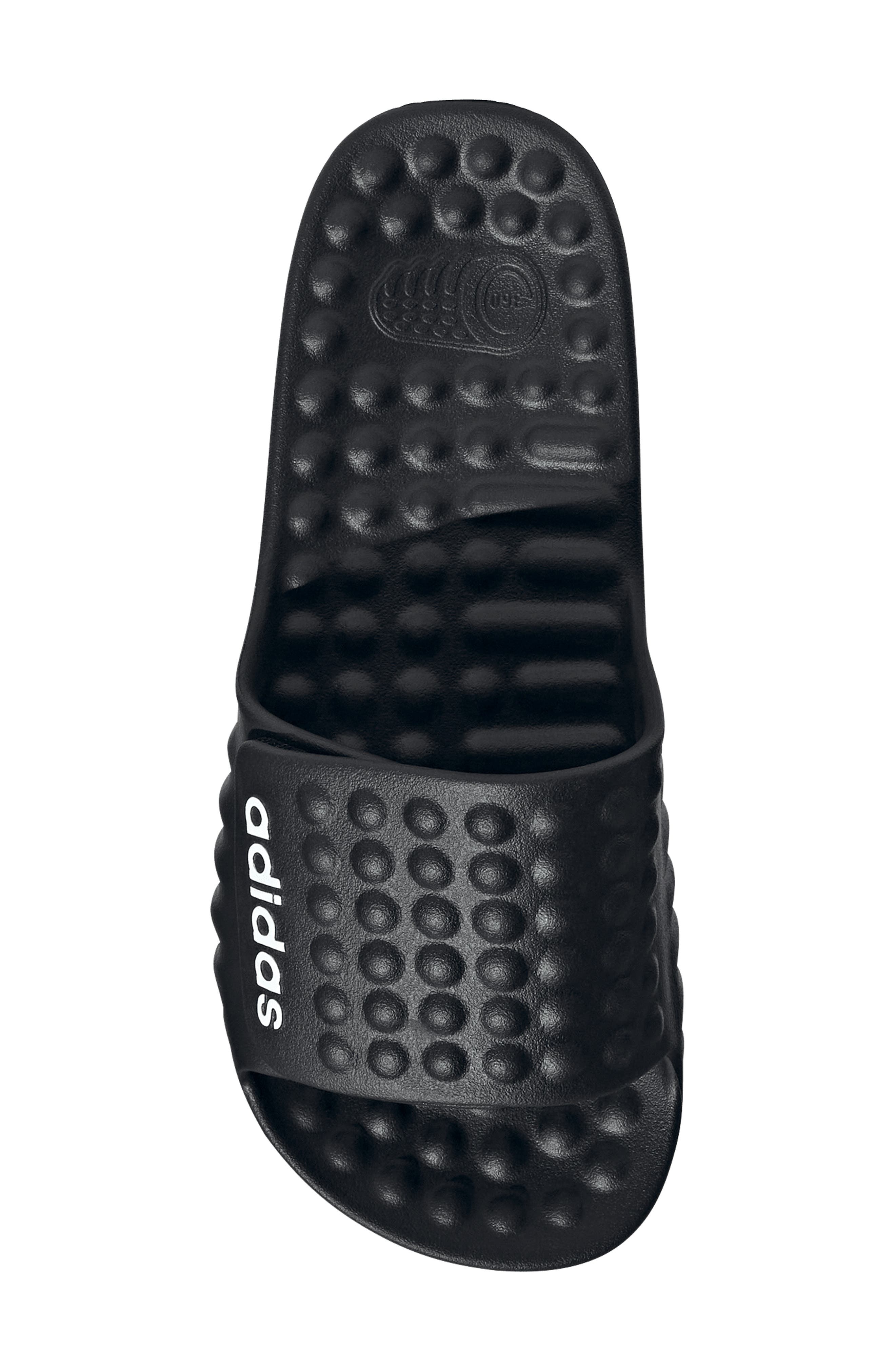 adidas Gender Inclusive Adissage Bubble 360 REC Slide Sandal, Alternate, color, Core Black/ White/ Core Black