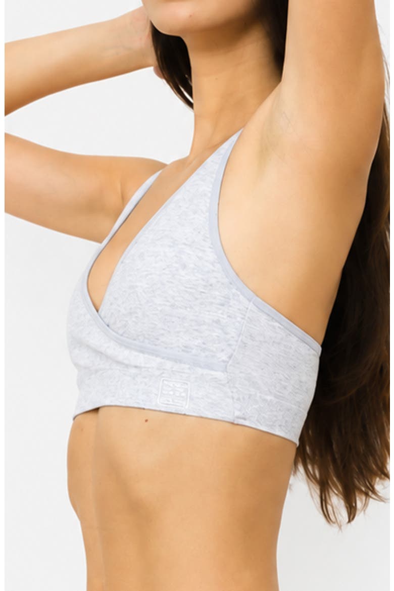Cotton Stretch Rib Racerback Sports Bra, Alternate, color, Grey Heather