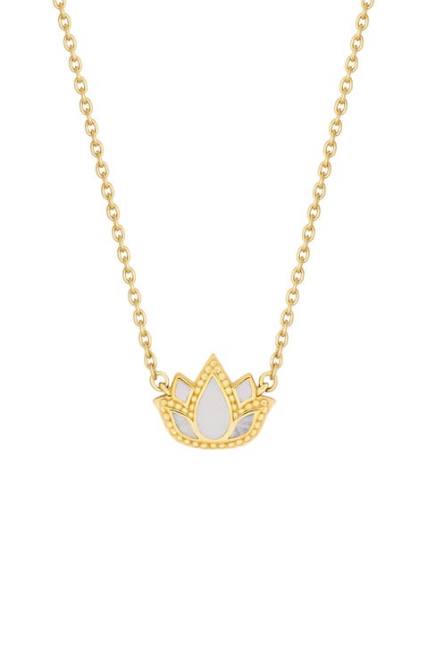 Centered Mindset Lotus Mother of Pearl Necklace