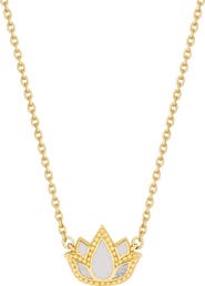 Karma and Luck Centered Mindset Lotus Mother of Pearl Necklace