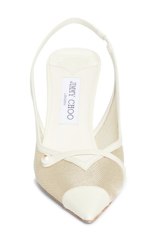 Jimmy Choo Amita Pointed Cap Toe Slingback Pump In White