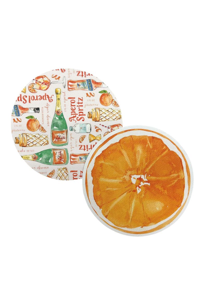 Orange & Aperol Spritz Beaded Coaster Set, Alternate, color, SILVER