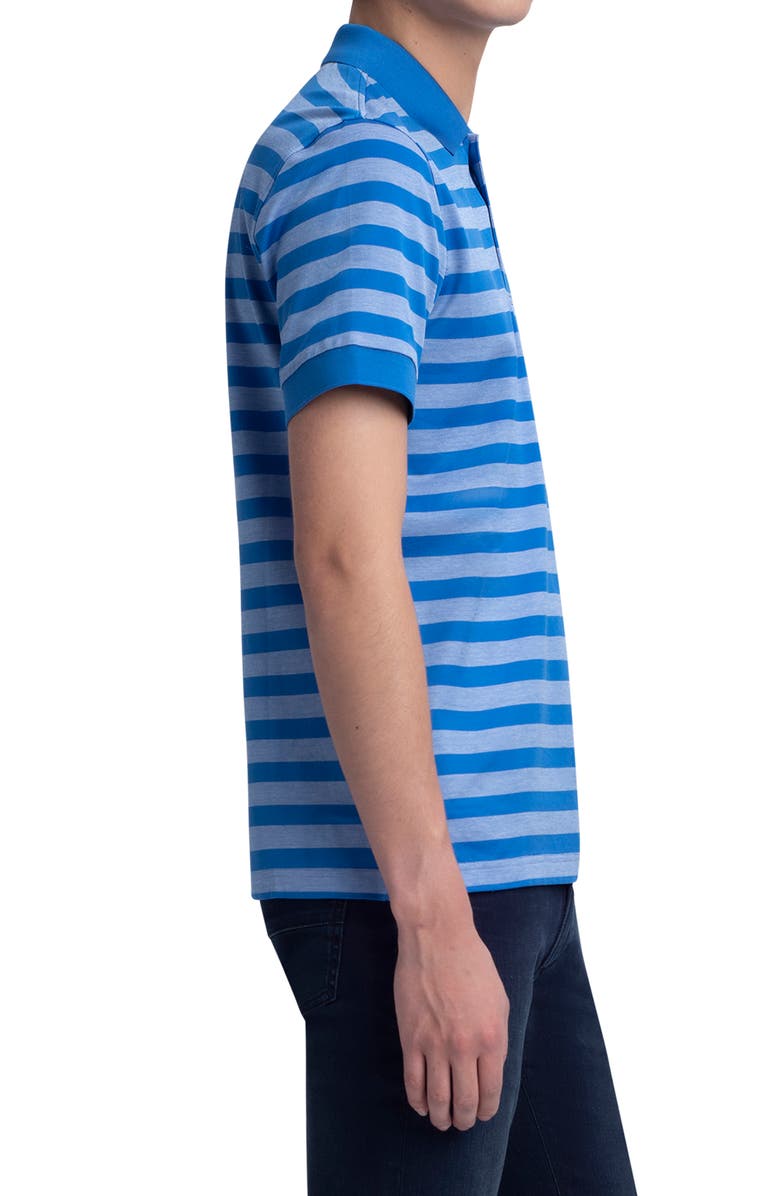 Bugatchi Stripe Mercerized Cotton Polo, Alternate, color, Classic Blue