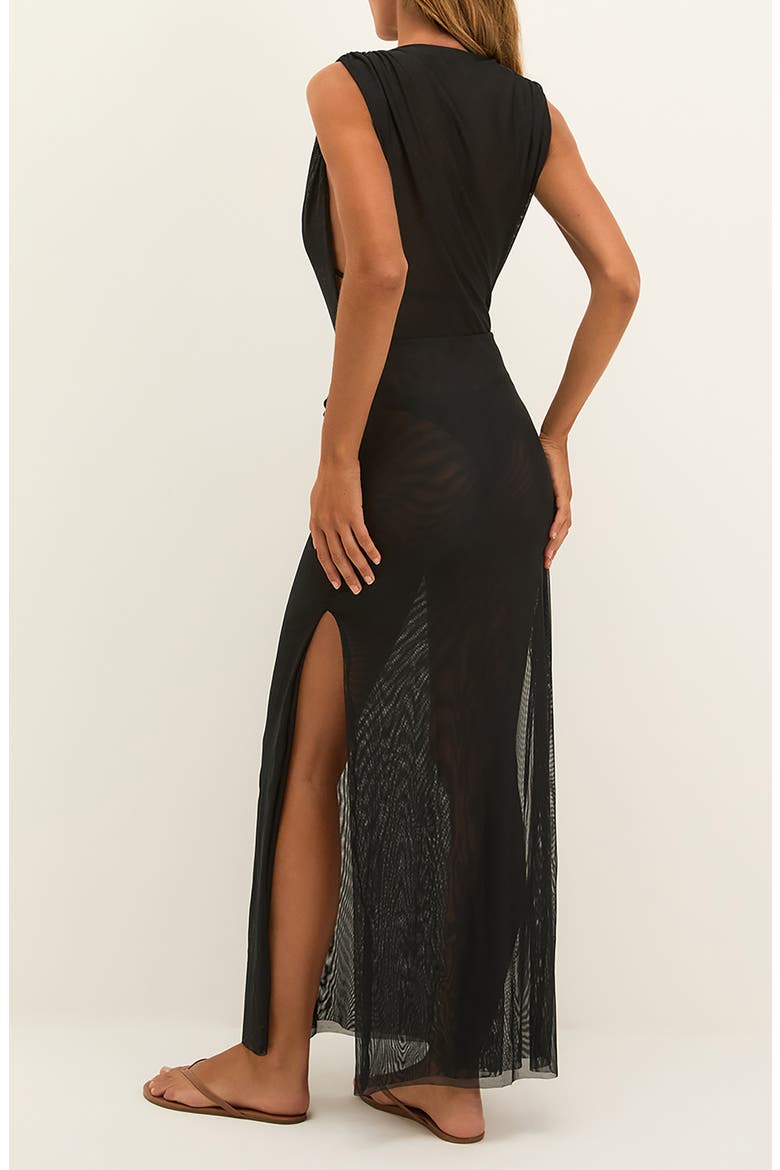 Cindy Long Mesh Cover-Up Maxi Dress, Alternate, color, BLACK