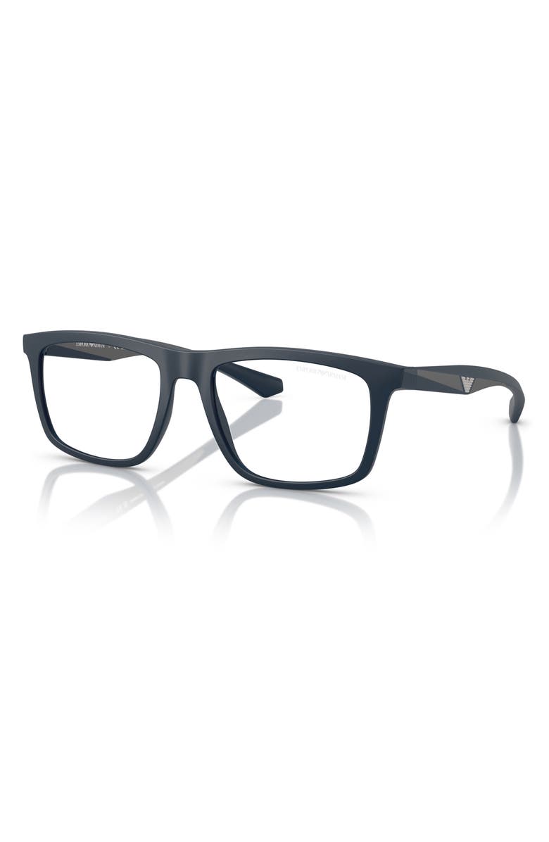 Emporio Armani 53mm Square Optical Glasses, Alternate, color, Matte Blue / Clear