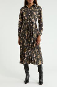 Derek Lam 10 Crosby Kenza Pleated Long Sleeve Shirtdress
