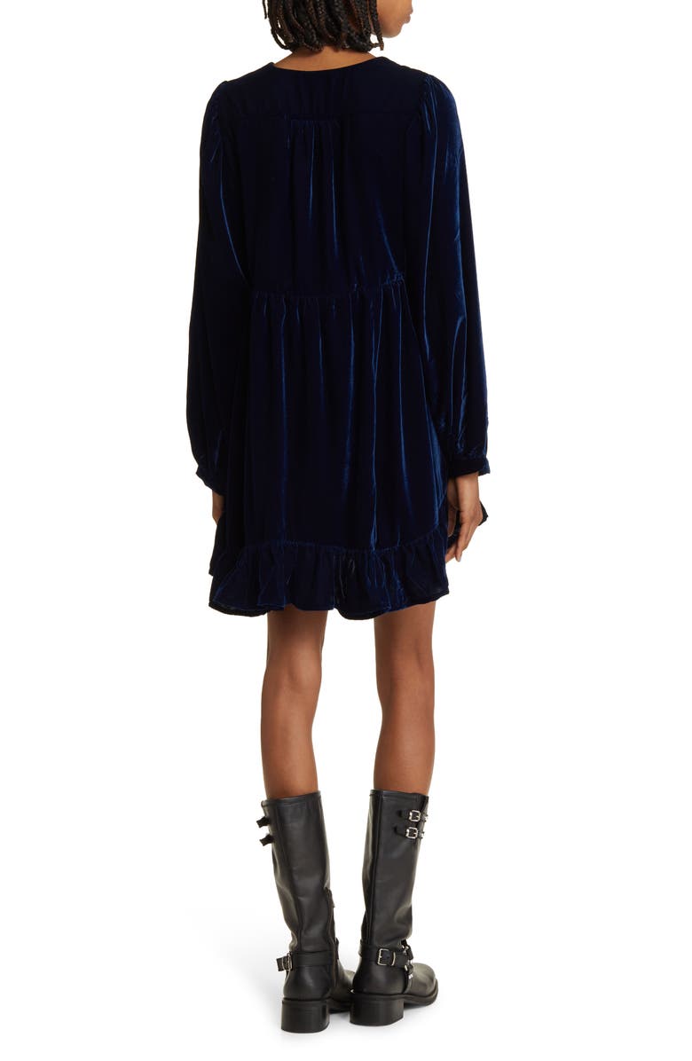 Free People Estella Long Sleeve Velvet Minidress, Alternate, color, 