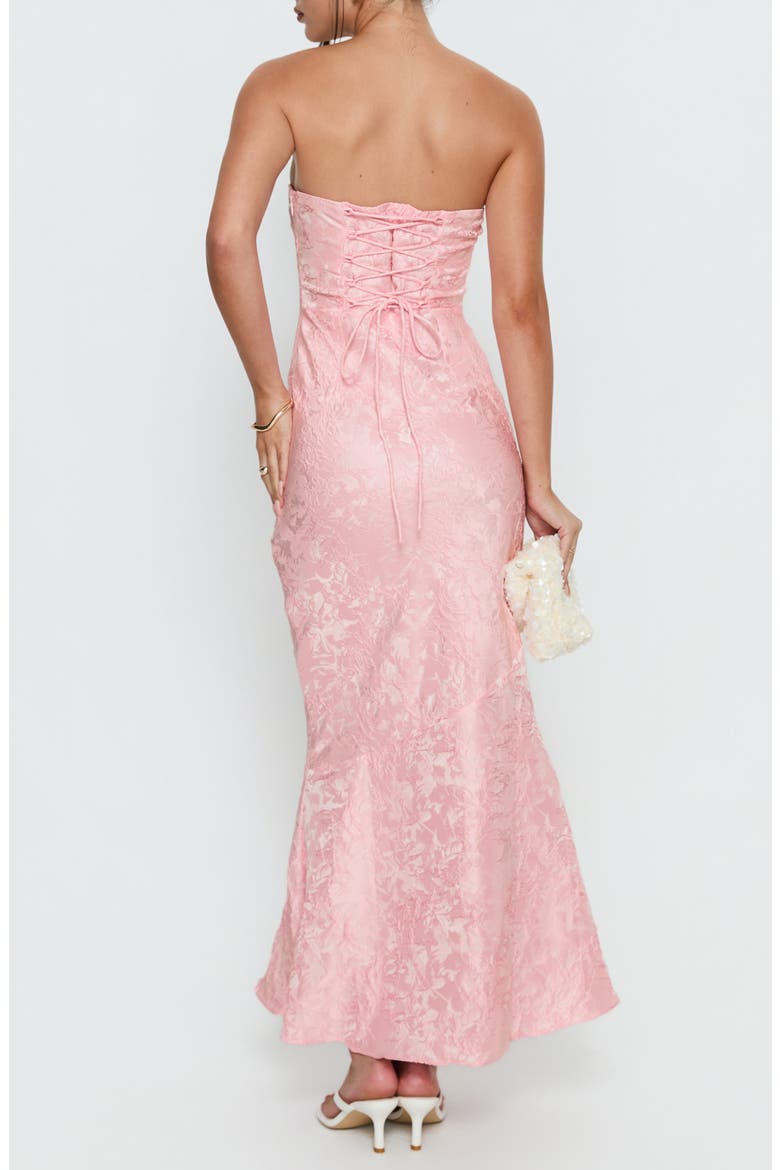 Lips Are Sealed Lace Jacquard Strapless Gown, Alternate, color, PINK