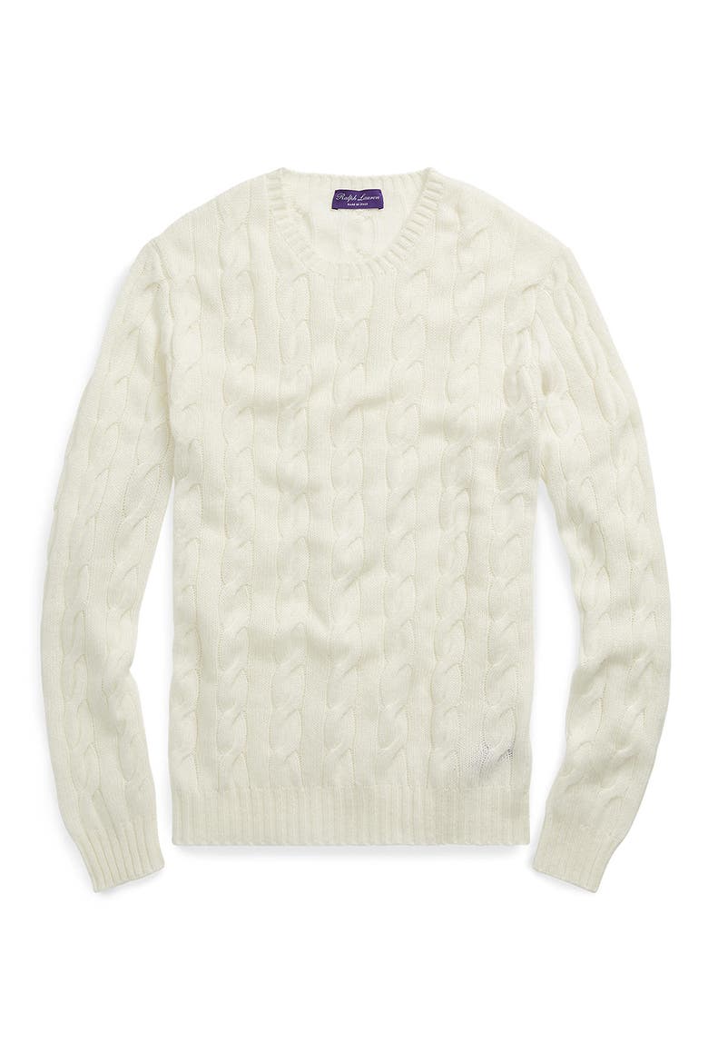 Cable Knit Cashmere Sweater, Alternate, color, CLASSIC CREAM