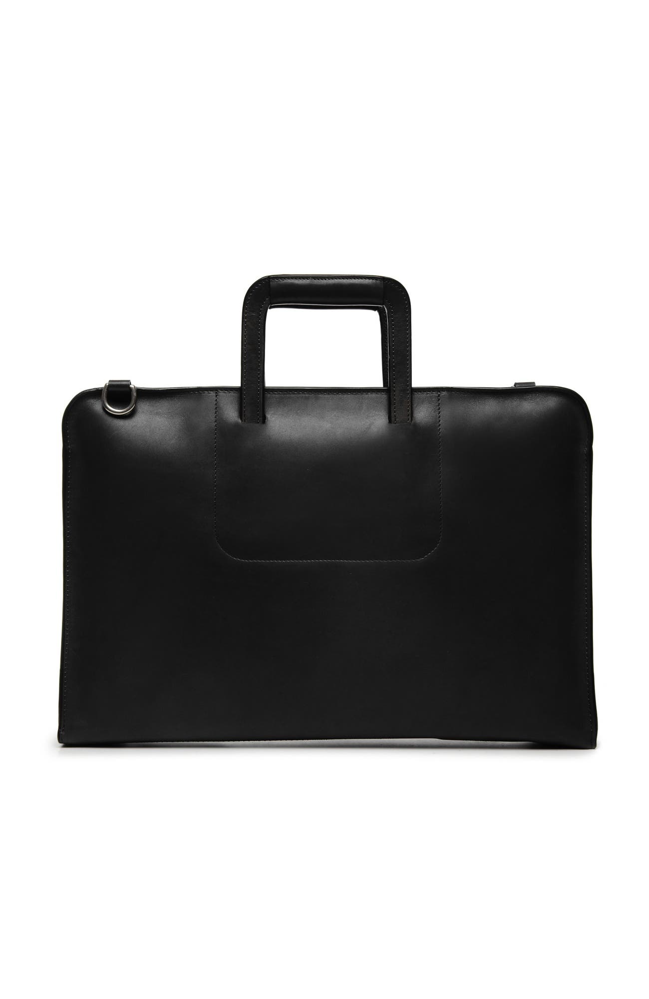 Jackson Zippered Leather Briefcase, Alternate, color, Black