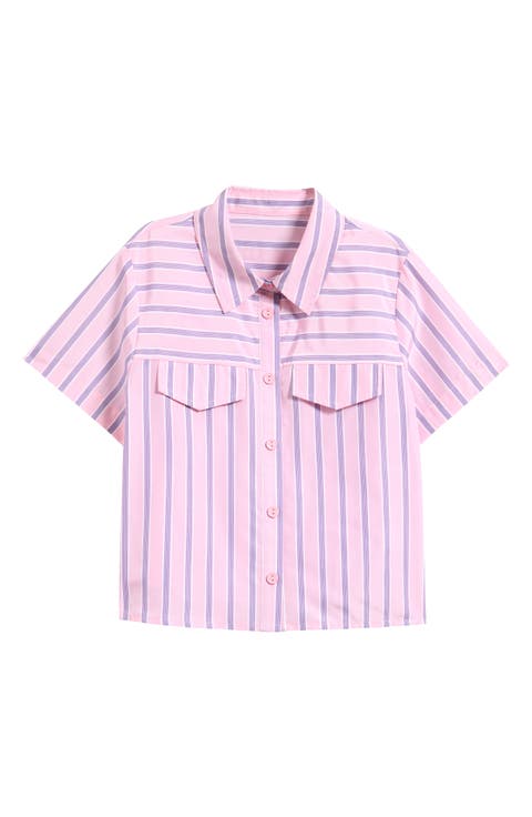 Kids' Meet & Greet Stripe Button-Up Shirt (Big Kid)