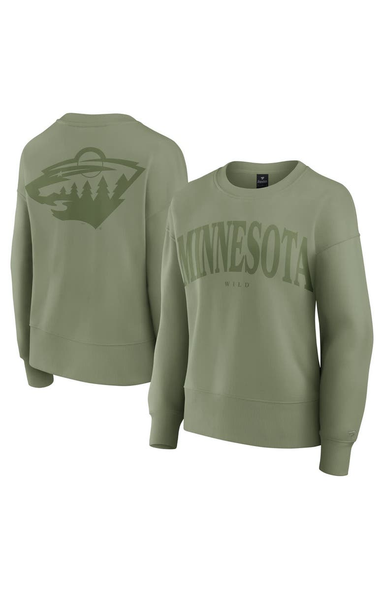FANATICS Women's Fanatics  Olive Minnesota Wild Elements Flow Pullover Sweatshirt, Main, color, 