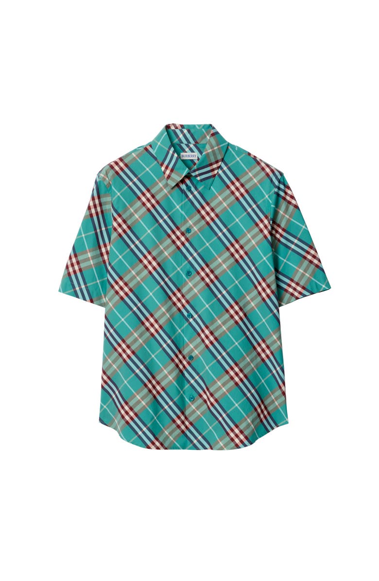 Burberry Regular Fit Check Cotton Shirt, Alternate, color, Atom Blue