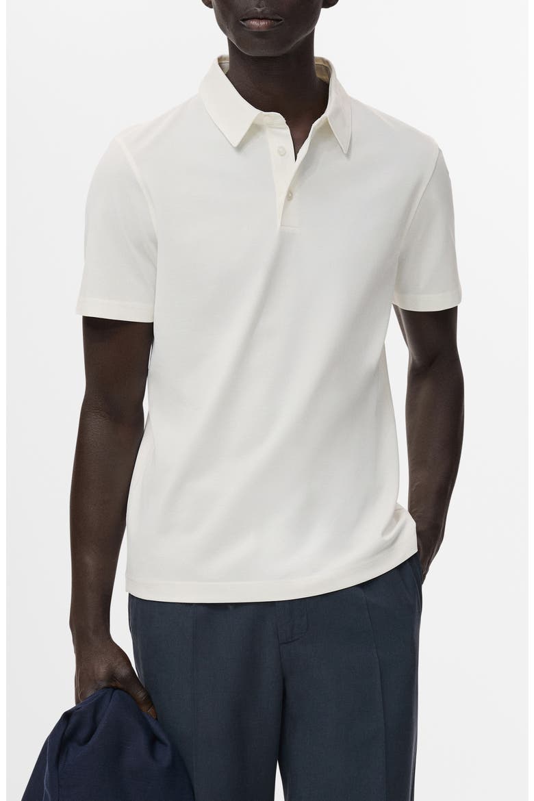 Solid Cotton Blend Piqué Polo, Main, color, OFF WHITE