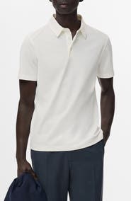 MANGO Solid Cotton Blend Piqué Polo