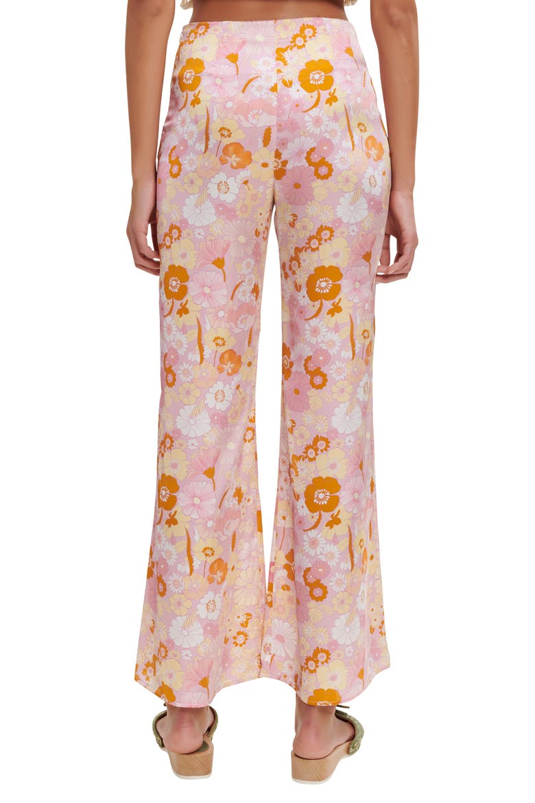 Pisella Floral Flared Tie Front Pants, Alternate, color, PINK