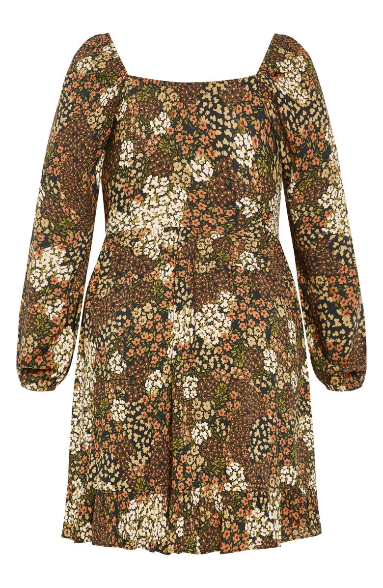 City Chic Tilly Floral Print Long Sleeve Minidress, Alternate, color, Underground Ditsy