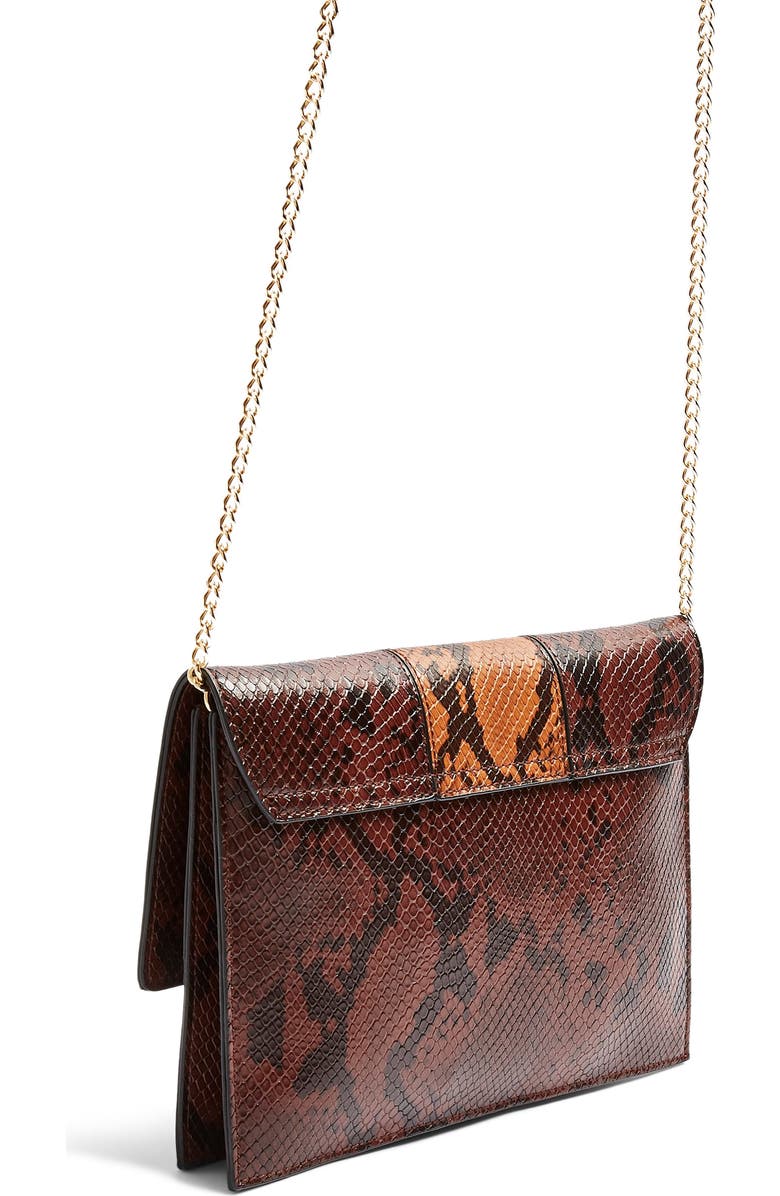 Topshop Snake Embossed Convertible Faux Leather Clutch, Alternate, color,