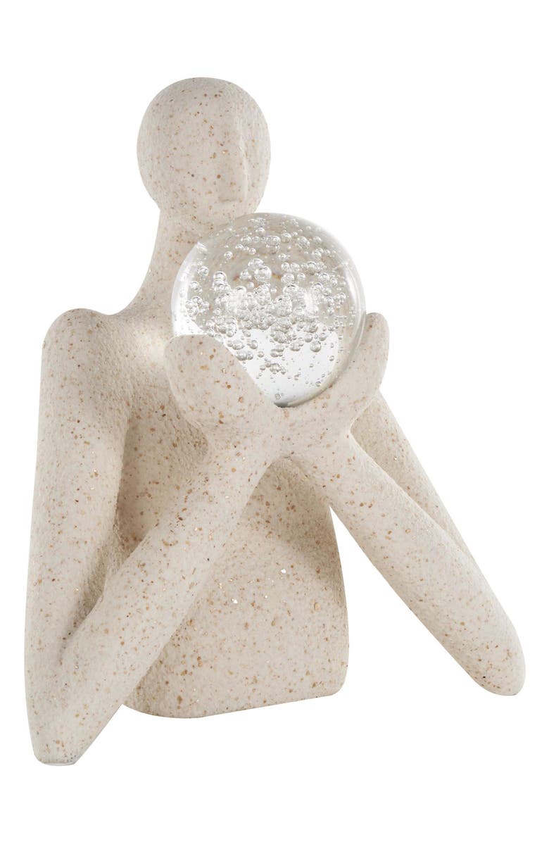 UMA Human with Glass Ball Sculpture, Alternate, color, Cream