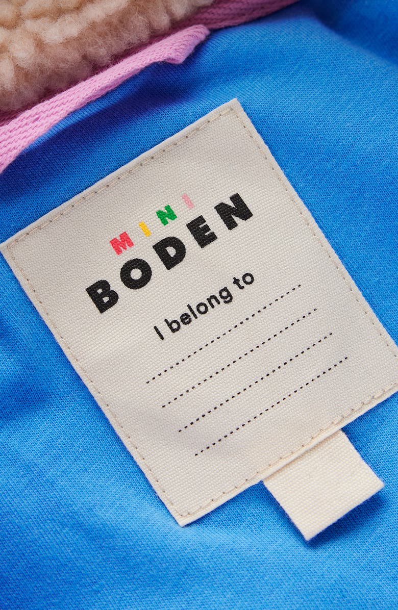 Mini Boden Kids' Quilted & Borg Fleece Hooded Jacket, Alternate, color, 