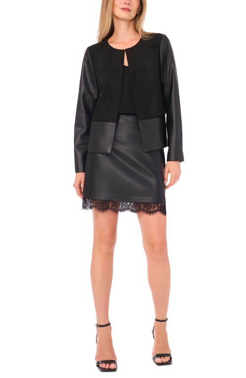 Vince Camuto Faux Suede & Faux Leather Jacket In Black